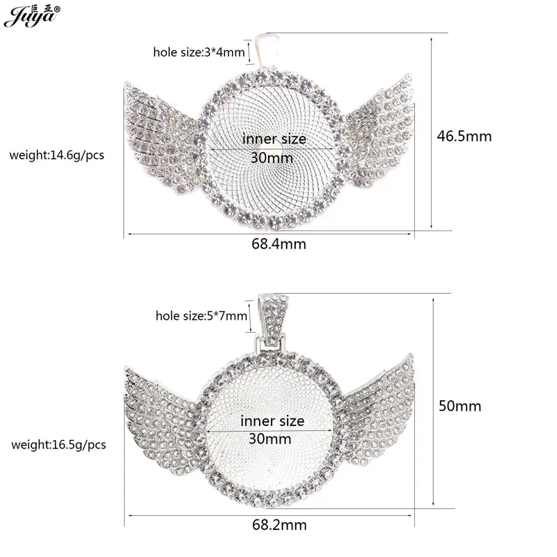 Leere Anhängerbasis für Flügel, 30 mm innen, Cabochon-Basis mit Zirkon-Fassungen, Zubehör für DIY-Pop-Schmuck und Accessoires – Detail 1