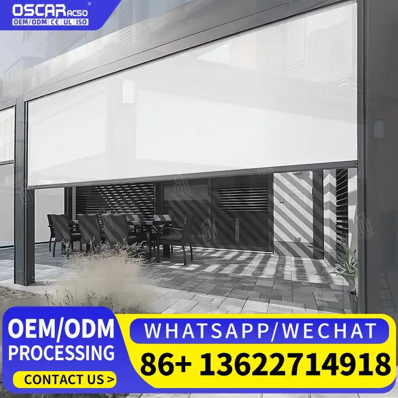 Outdoor Window Balcony Patio Cover Windproof Waterproof Zip Track Motorized Roller Blinds Factory Prices Rolling Blind