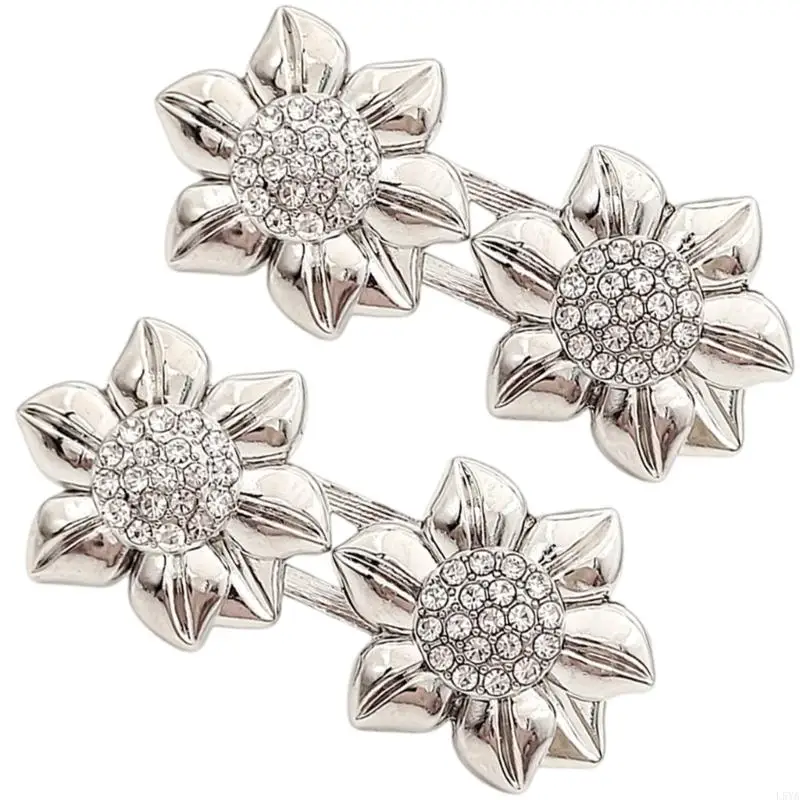 L5ya staccabile in lega lega Cincher Pulsante scintillante Crystal Flower Scap Closure NO Cucita Accessorio