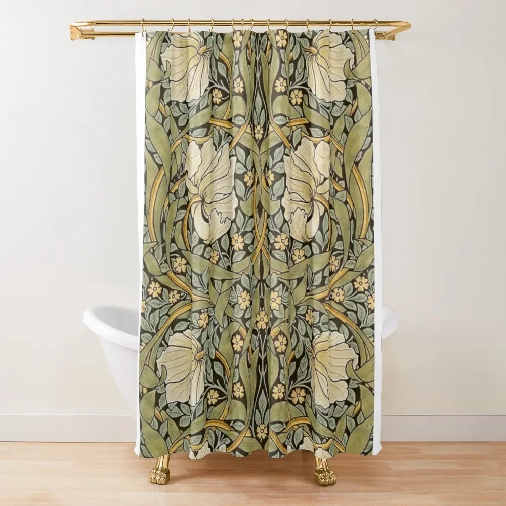 William Morris Shower Curtain,Green Set for Bathroom Heavy Weight Fabric Decorative Bath Washable
