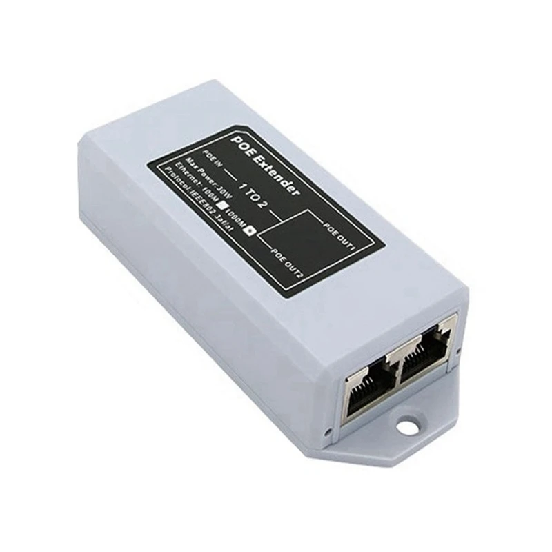 1 To 2 Port POE Extender 100Mbps IEEE 802.3Af/At Standard 48V for NVR IP Camera POE Extend 100 Meter for POE Range