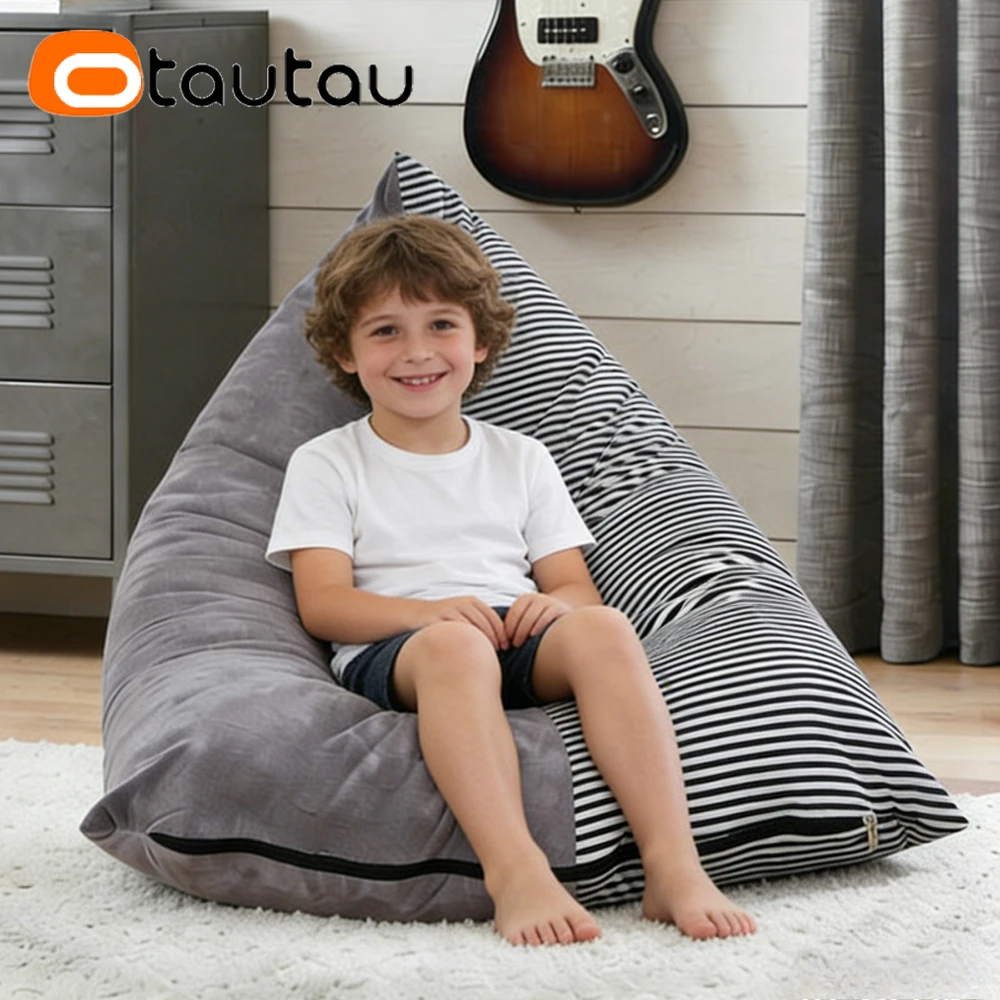 OTAUTAU Sitzsack-Loungesessel-Bezug aus weichem Milchvelours, Spielzeug-Aufbewahrungs-Pouf, Sitzsack-Bezug DD245【Kein Füllstoff enthalten! Bitte kaufen Sie den Füllstoff selbst!】