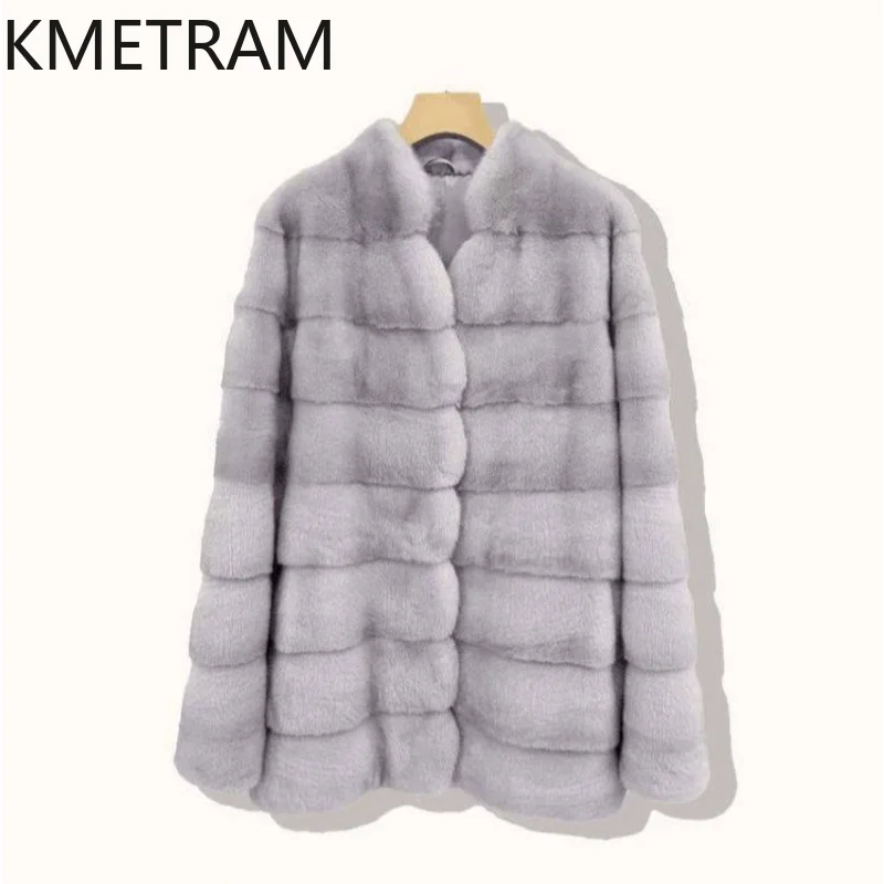 KMETRAM Real Mink Fur Coat Women 2026 New Hot Selling Winter Jacket Women Luxury Real Fur Coat Warm Fur Overcoat Casaco De Pelo