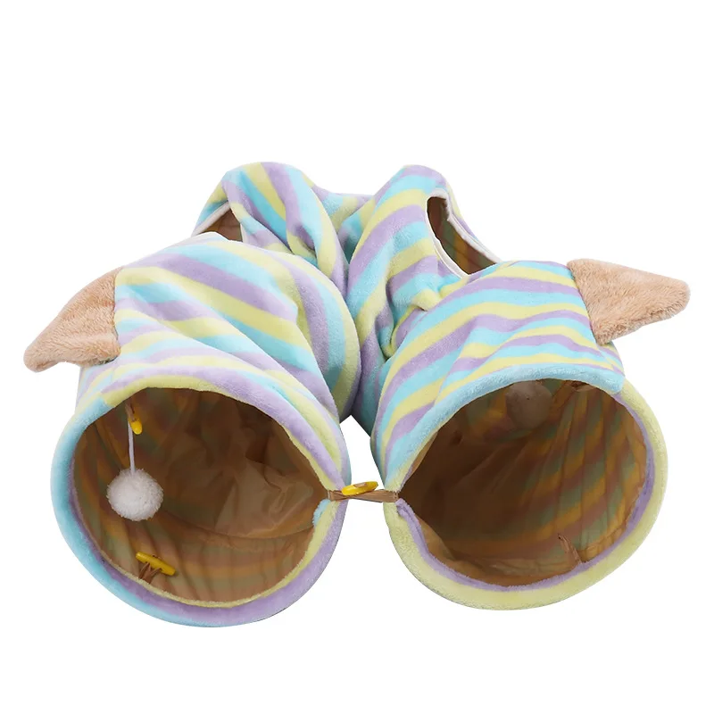 لعبة نفق القط الورقية الجديدة المستقيمة القابلة للطي على شكل أذن القطط ذاتية اللعب