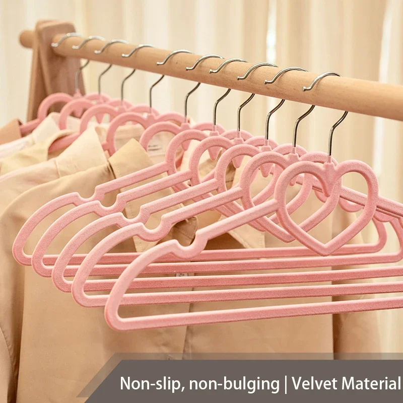 10/20/30Pc Heart Velvet Hanger,Closet Storage Organizer Rack for Dress,Ultra Slim Save Space Non-slip Clothes Hangers,Wholesale