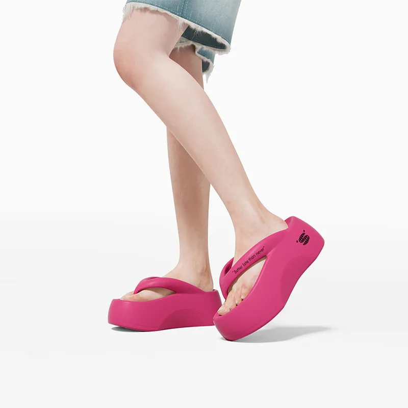 7cm Thick Sole Red Flip Flops Herringbone Slippers For Women's Summer Outwear Fashion Versatile 2024 New Home Slippers Women