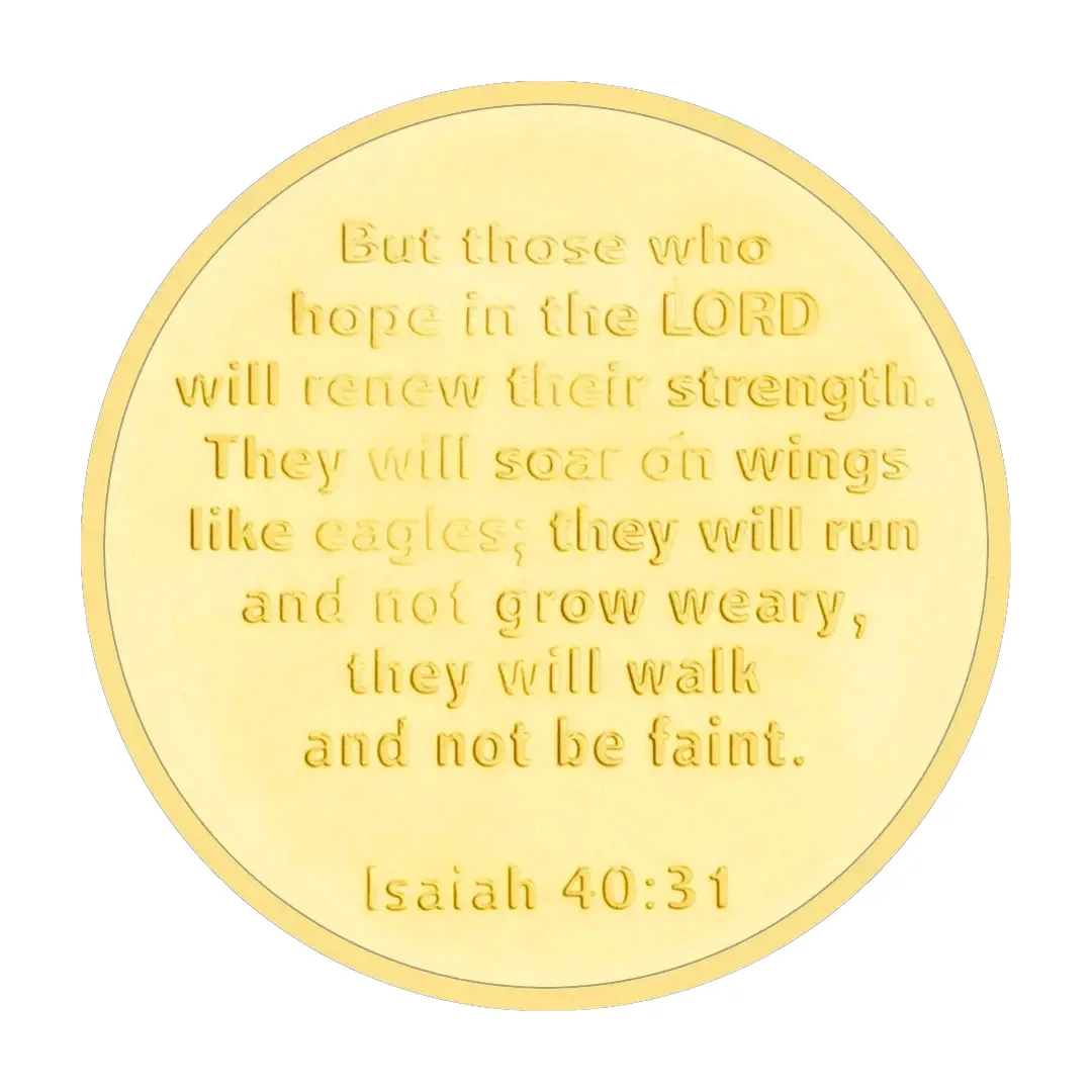 Isaiah Águila calva Regalo cristiano Moneda de desafío Aumento en alas como águias Monedas conmemorativas chapadas en oro