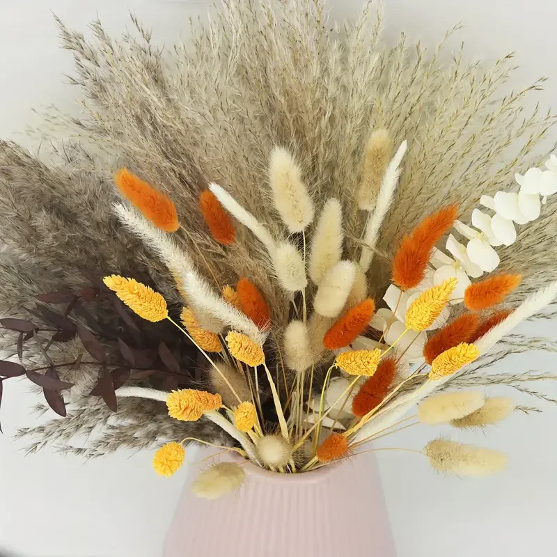 84 Pieces Fluffy Dried Reed Bouquet Bohemian Farmhouse Table Party Garden Home Decor Father's Day Wedding Birthday Arrangement