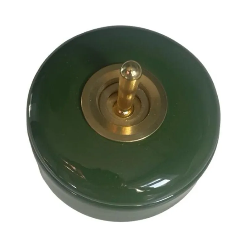 Retro Polished Porcelain And Brass Dolly Switch, Vintage Surface Mounted Retro Ceramic Light Switch, Toggle Two Way Light Switch