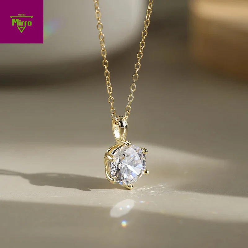 

925 Sterling Silver 1-4ct Brilliant Moissanite Necklace Wedding Round Shape Luxury Pendant Party Jewelry Gift