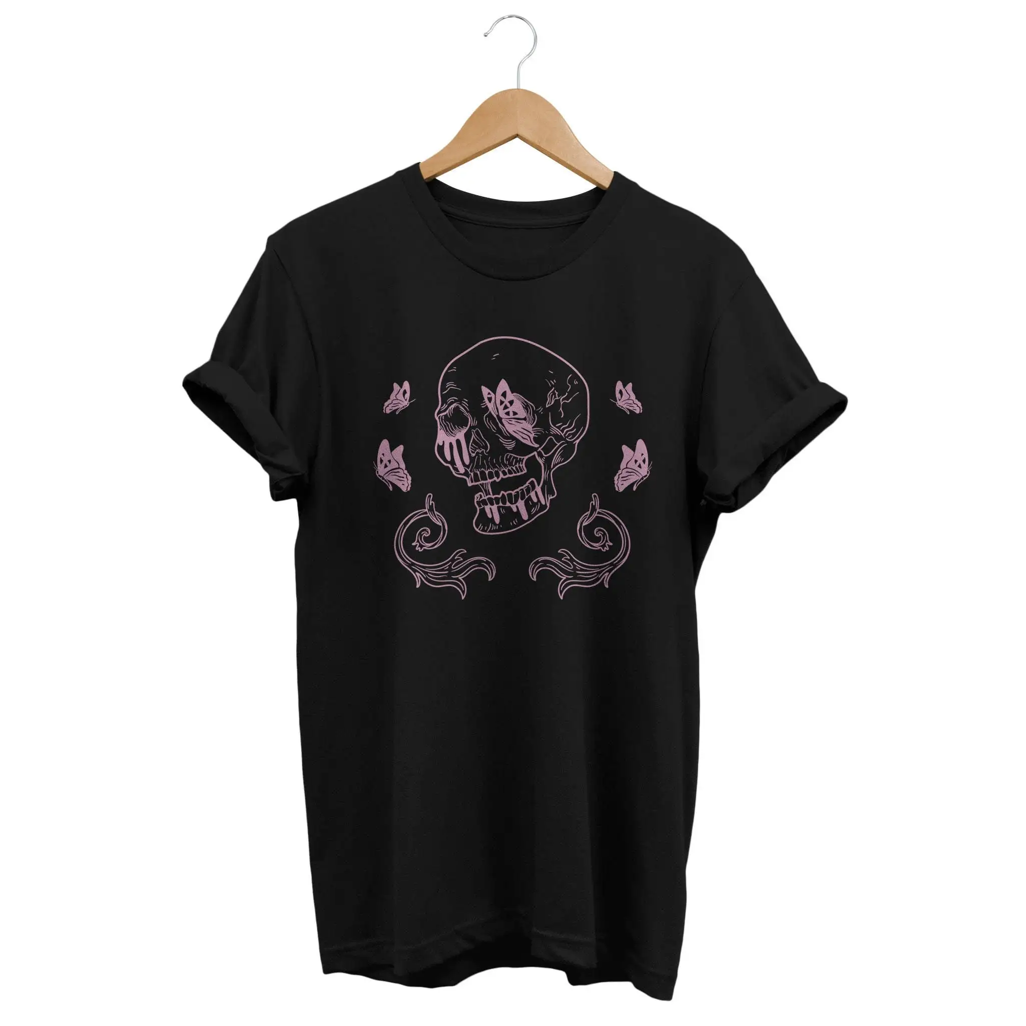 Butterflies Skull T Shirt Soft Grunge Clothing Pastel Goth Witchy Clothes Alternative Kleidung Occult Outfit Fairy Fashion