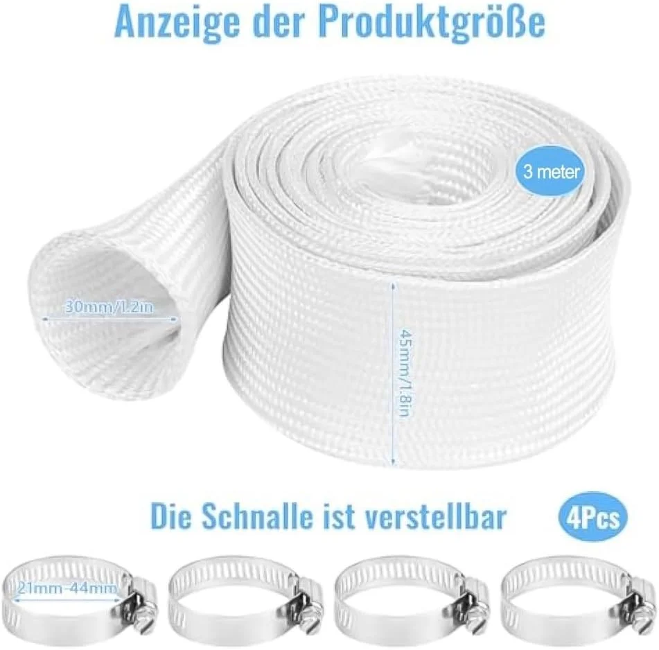 10FT Fiberglass Exhaust Heat Wrap 30mm Inner Diameter Thermal Sleeve For Car Exhaust Pipe High Temp Heat Shield Protection