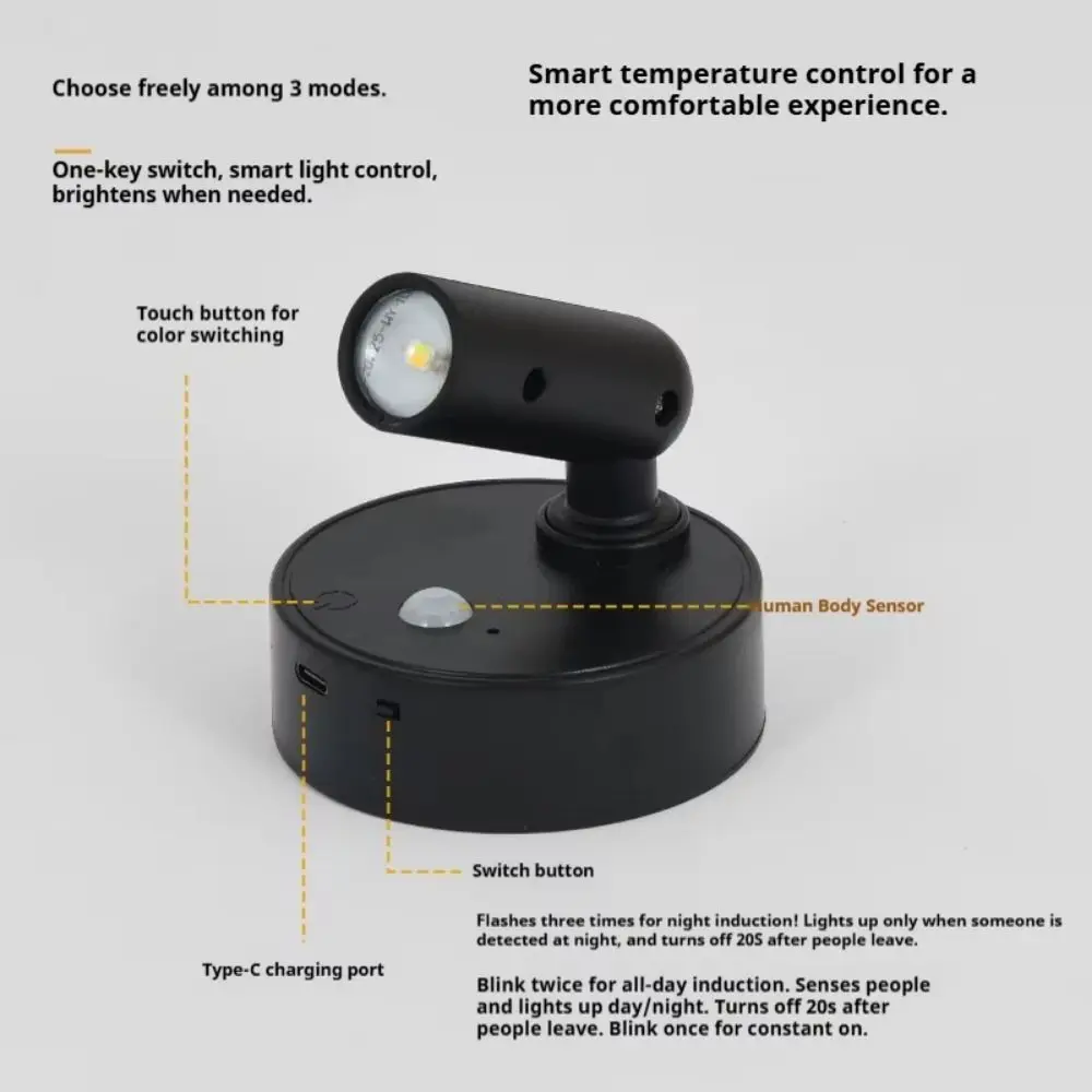 

Wireless LED Wall Sconces Light Dimmable 0.5W Magnetic Wall Lamp 360° Rotation Adjustable Brightness LED Cordless Wall Light