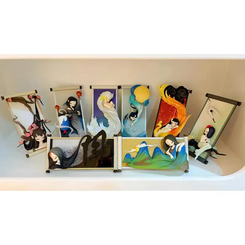 

Genuine 52toys Sleep Oriental Painting Roll National Wind Blind Box Hand-Made Tide Play Toy Doll Fridge Magnet Decoration Gift