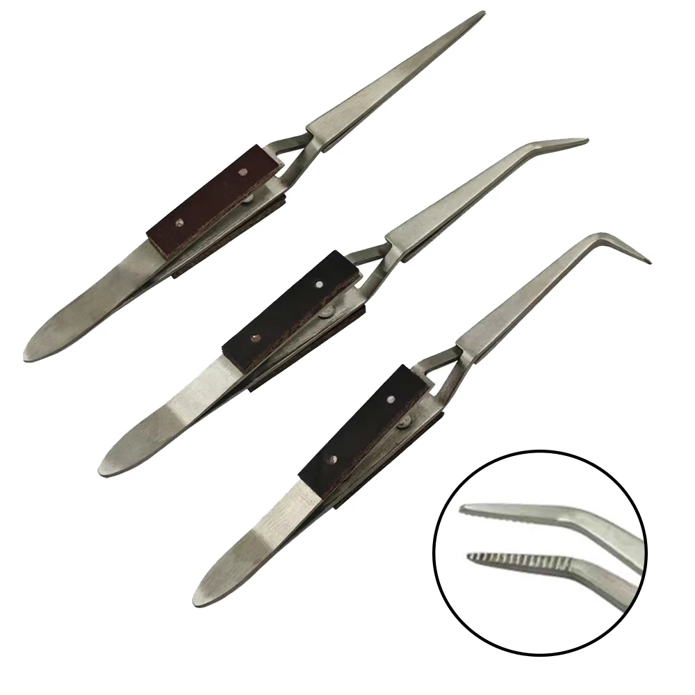 1PCS Cross Locking Welding Tweezer Straight /Bent/ Right-bent Soldering Tweezers Fiber Grip Reverse Action Jewelry Making Tool
