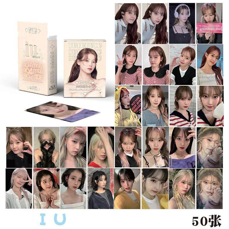 

IU Li Zhi'en Laser Small Cards 50 3-Inch Rounded LOMO Card Postcards With Film Covering And Same Style Around