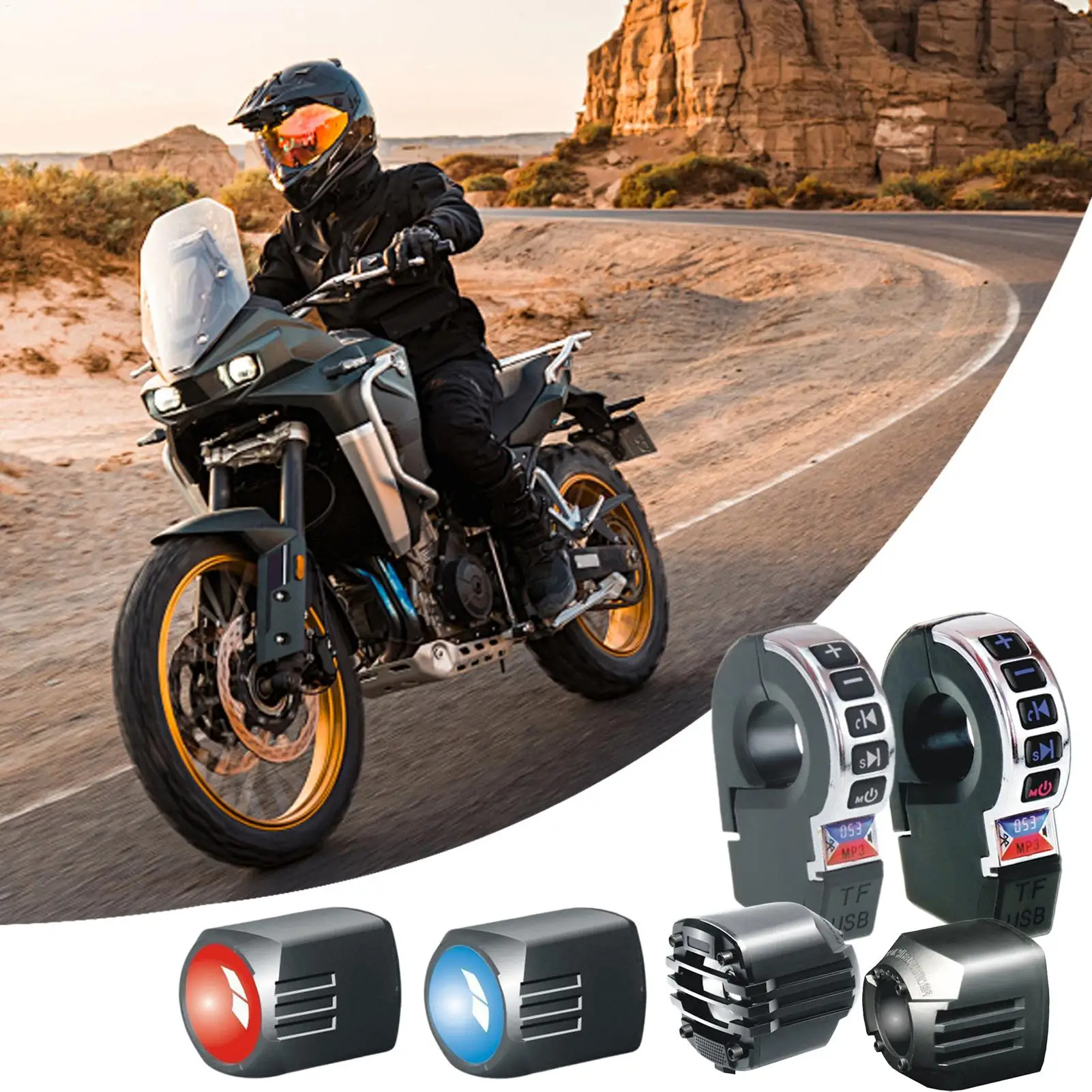 Motorcycle Stereo System Wireless Handlebar Amplifier Build In Phone Charging Waterproof Motorcycle Handlebar Speakers For