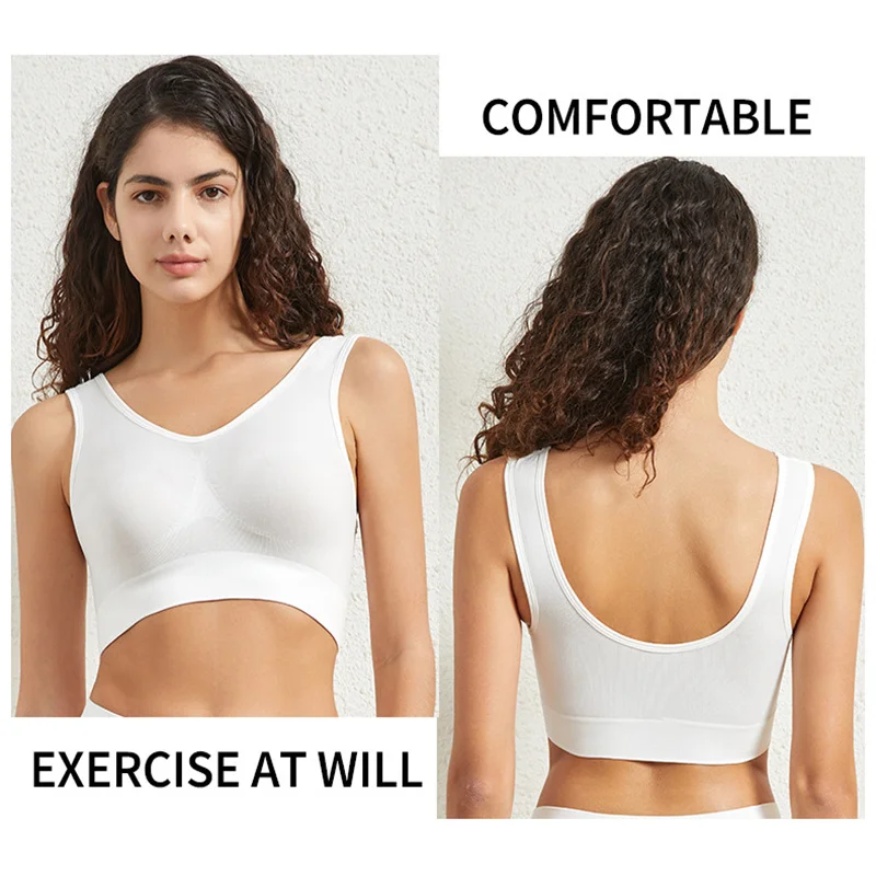 Basic Tank Top Breathable Bra Plus Size Yoga Bra,Built Up Crop Top For Women Seamless Racerback Sports Bra