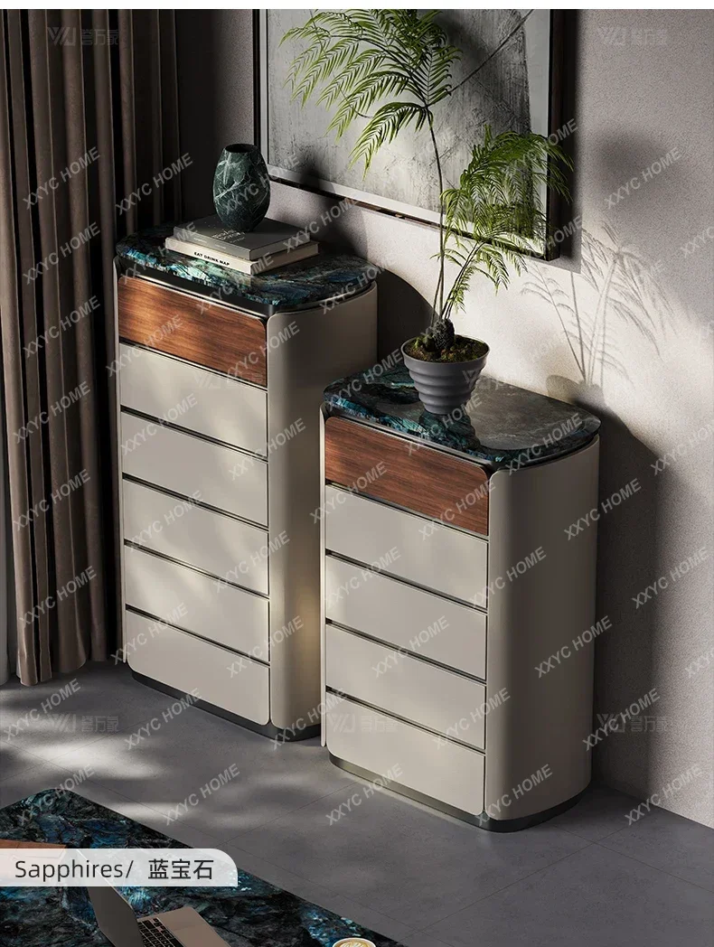 TA  minimalist five-bucket locker, storage against the wall, high-end light luxury marble solid wood cabinet