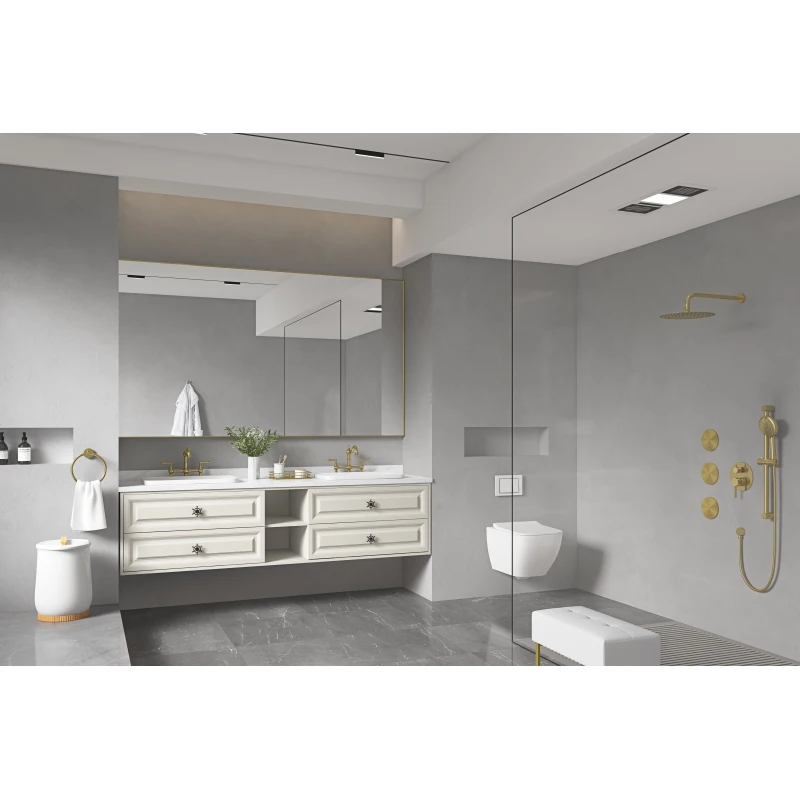 مرآة حمام مقاس 72 × 48 بوصة مع إطار من الألومنيوم، مرآة زينة مستطيلة مثبتة على الحائط