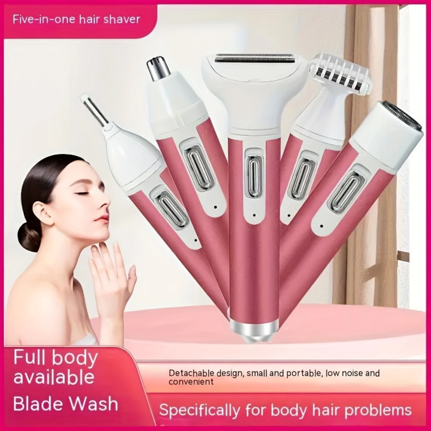 Женская бритва, портативная бритва 5 в 1, перезаряжаемый триммер для бикини, женская бритва, безболезненное удаление влажных и сухих волос F