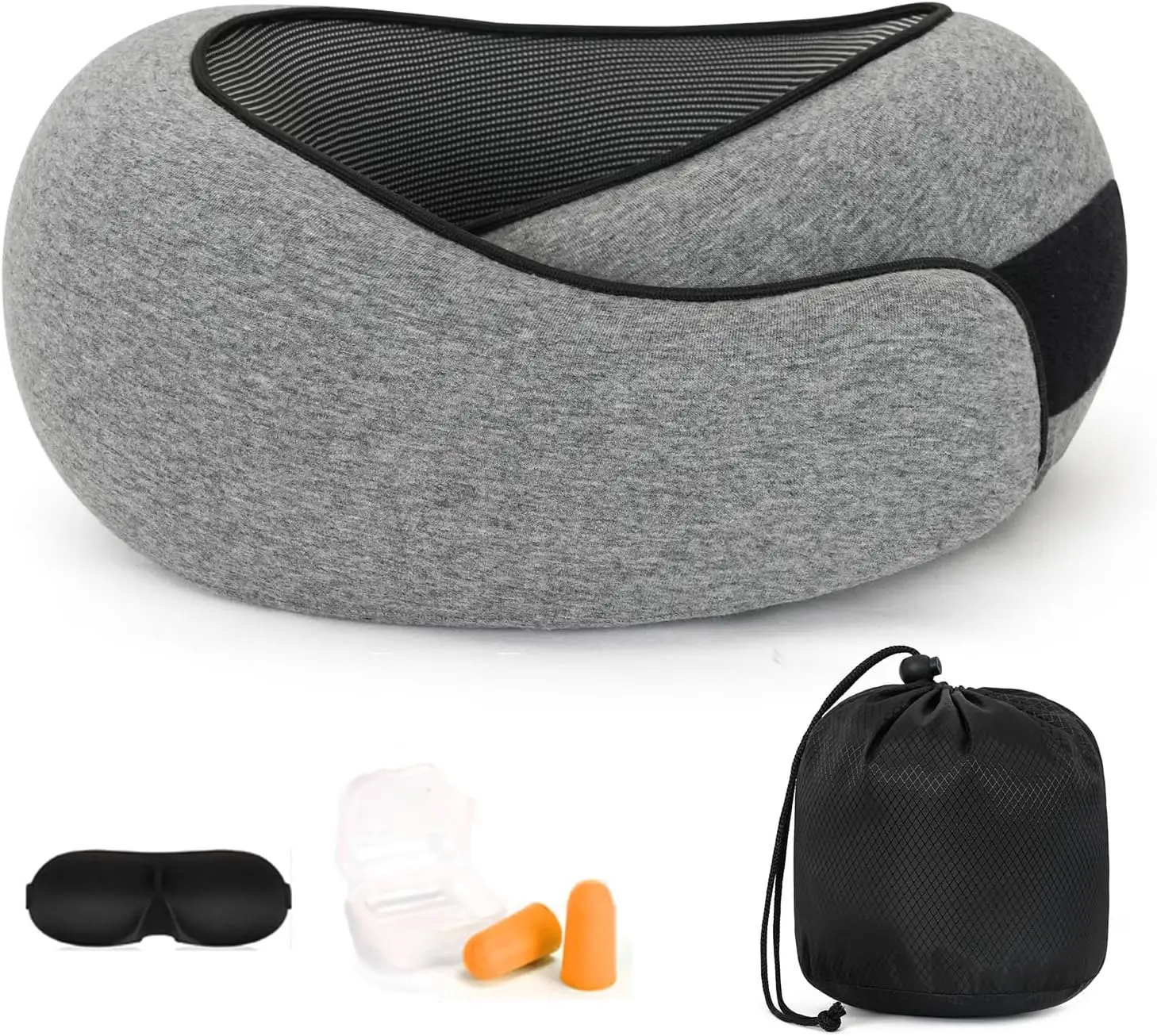 360° Memory Foam Travel Pillow for Adults | Adjustable Neck Support for Long Flights, Includes Carry Case,Travel