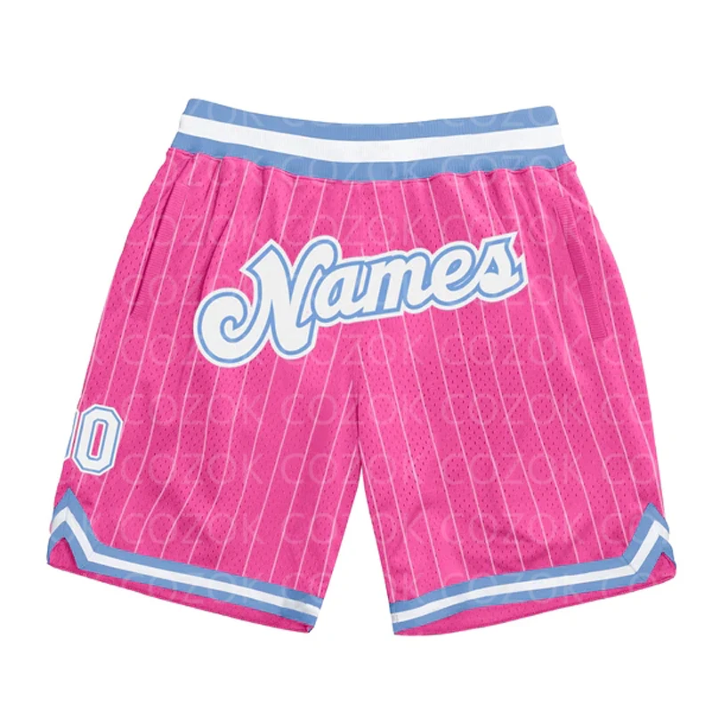 Custom Pink Black Authentic Basketball Shorts 3D Printed Men Shorts Name Mumber Quick Drying Beach Shorts