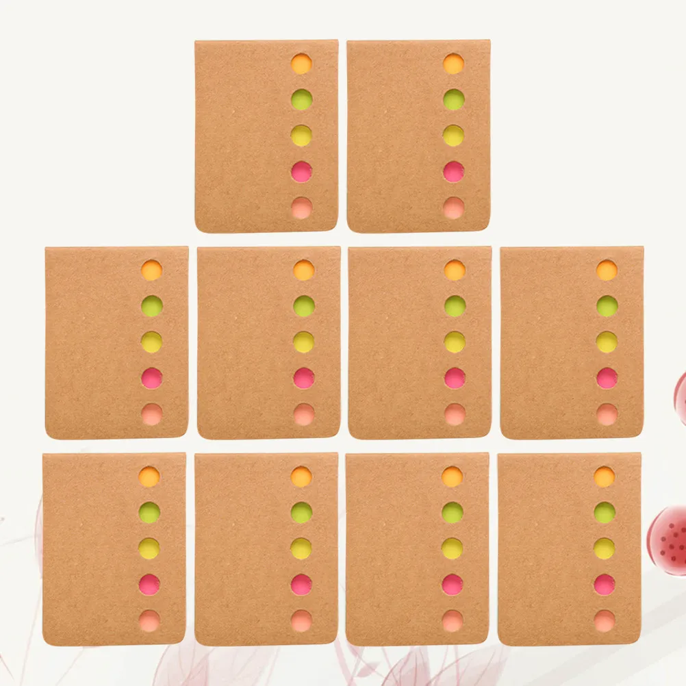 10Pcs Brown Kraft Self-Stick Notepads Memo Pads for Desk Wall Fridge Blackboard Portable Residue-Free Reusable