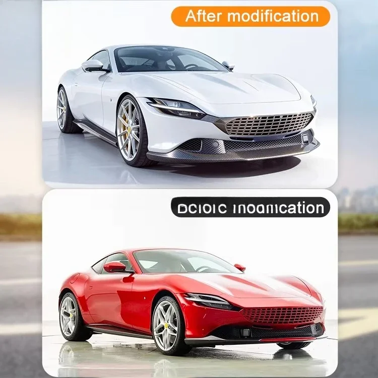Car Accessories Carbon Fiber Car Kit for  Roma Modified N Style Front Lip Rear Diffuser Spoiler Car Body Kit Auto Parts