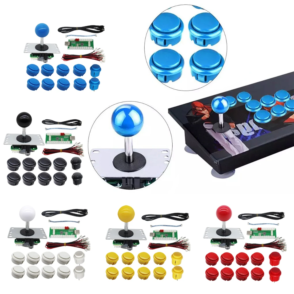 Arcade Joystick Replaced Part Gaming Buttons Multicolored Fine Workmanship USB Board Sensitivity Fighting Sticks Yellow