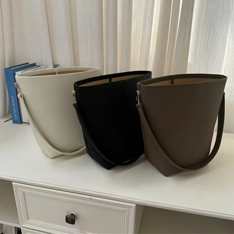 

Jenny&Dave French Retro Top Layer Cowhide Women's Bag Minimalist Large Capacity Commuter Tote Bag Women's Shoulder Bucket Bag