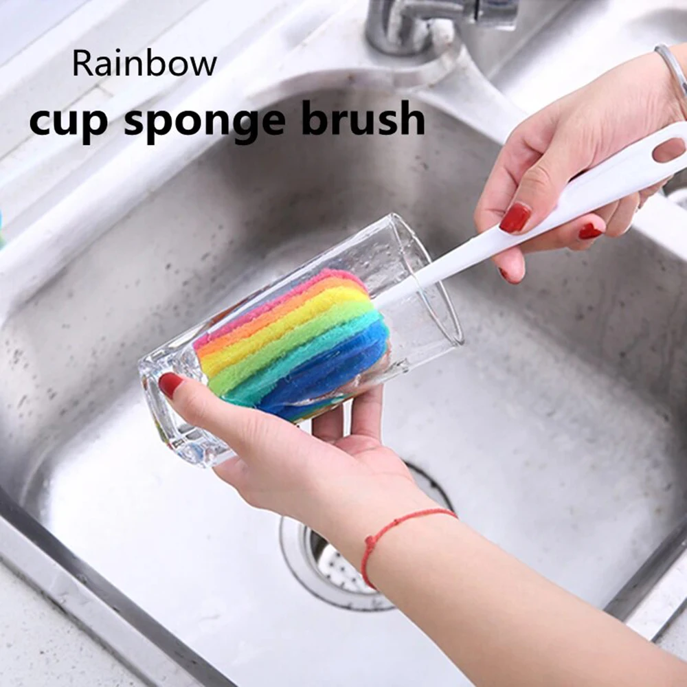 

3Pcs/Set Long Handle Scouring Pad Cup Brush Glass Bottle Scrub Hanging Cleaning Brush Washing Cleaner Tools Kitchen Accessories