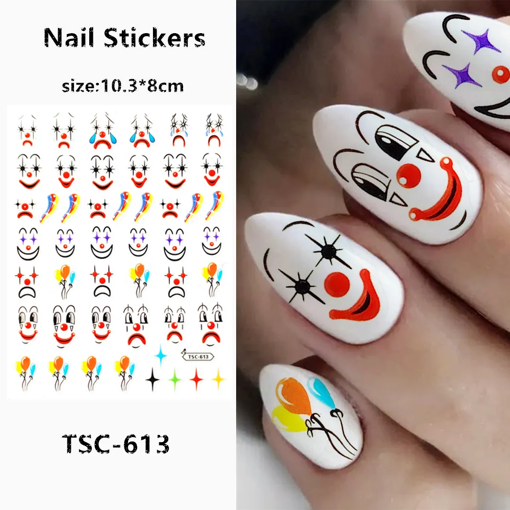 TSC series  TSC-613 3D Joker smiley face Nail art Nail sticker decoration tool Sliders For Nail Decals