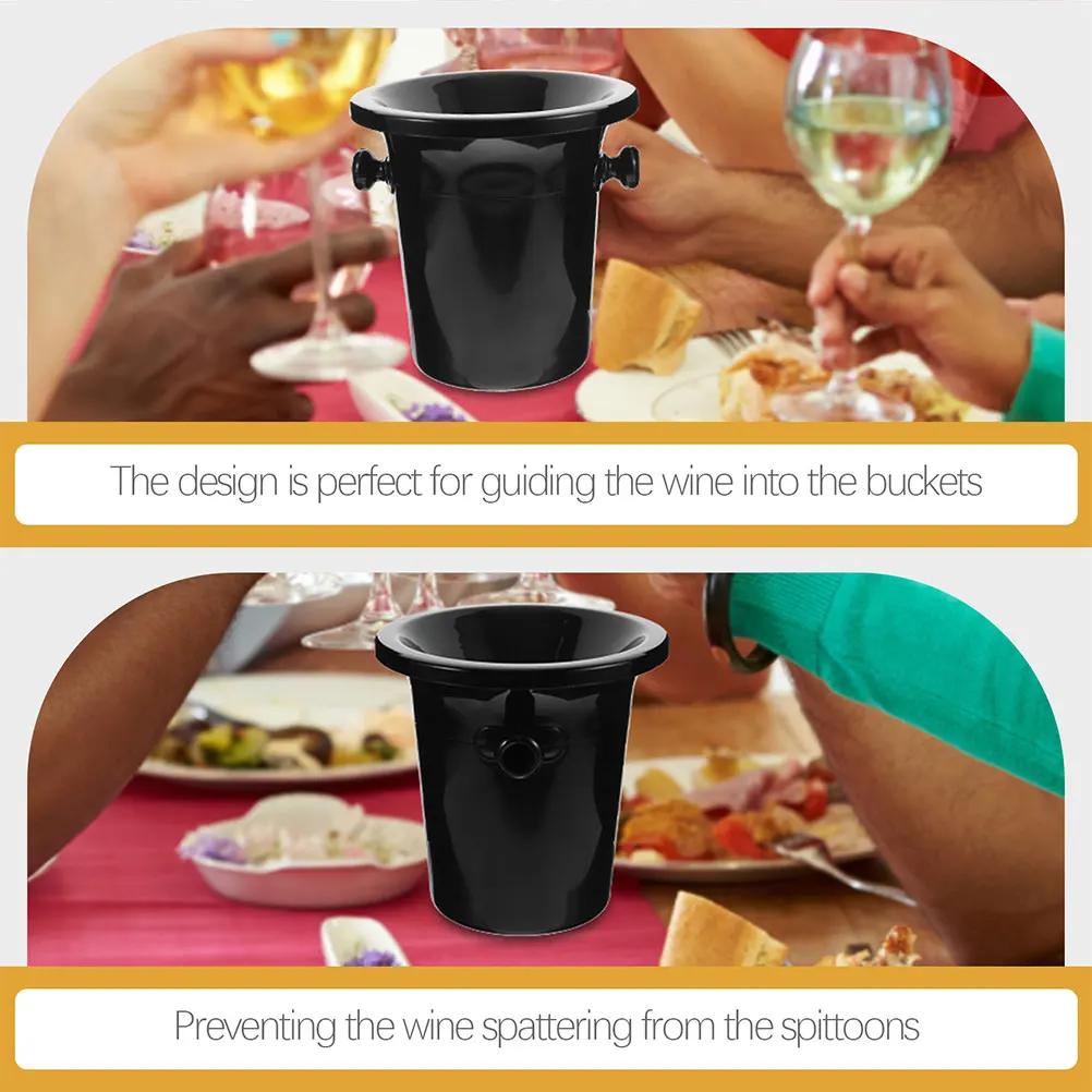 

2Pcs Wine Tasting Spittoons Dual Ears Spitting Barrels Plastic Ice Buckets Black Round Home Bar KTV Club Cooling Beer