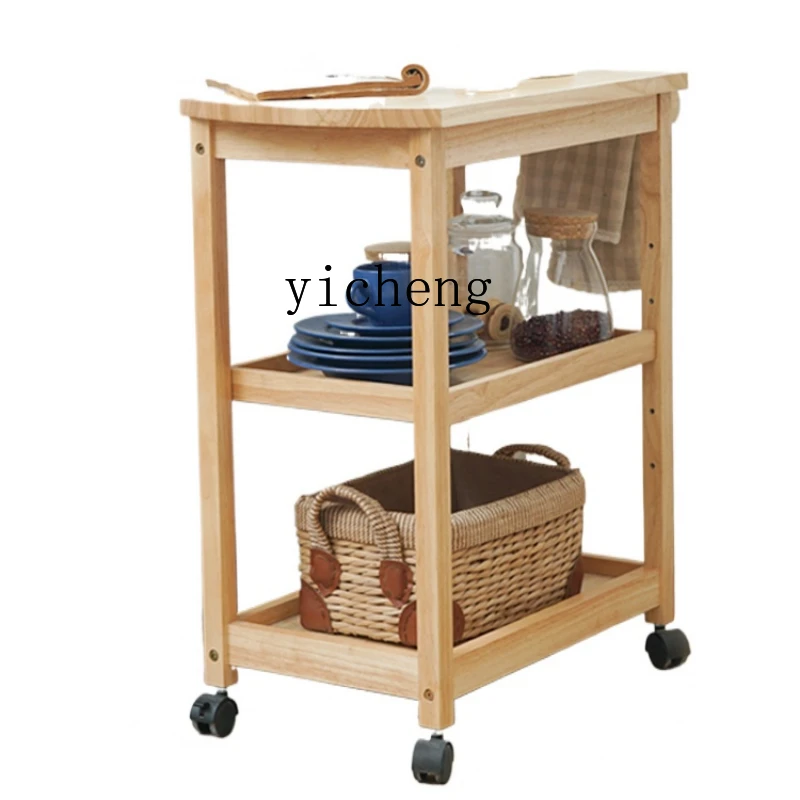 

XL Solid Wood Dining Car Tea Weagon Mobile Wooden Shelf Restaurant Cake Car