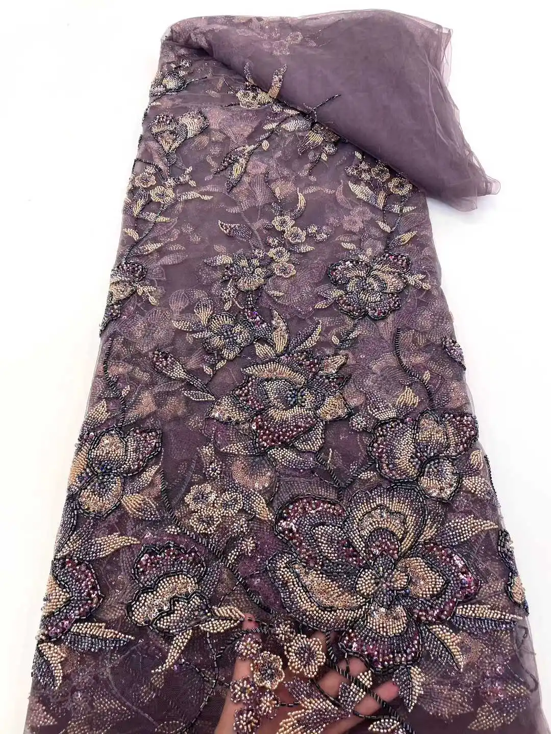 حار بيع نمط جديد شعبية 5Y المطرزة صافي الدانتيل الترتر الأفريقي شبكة نسيج الدانتيل الغبار حزب مساء اللباس