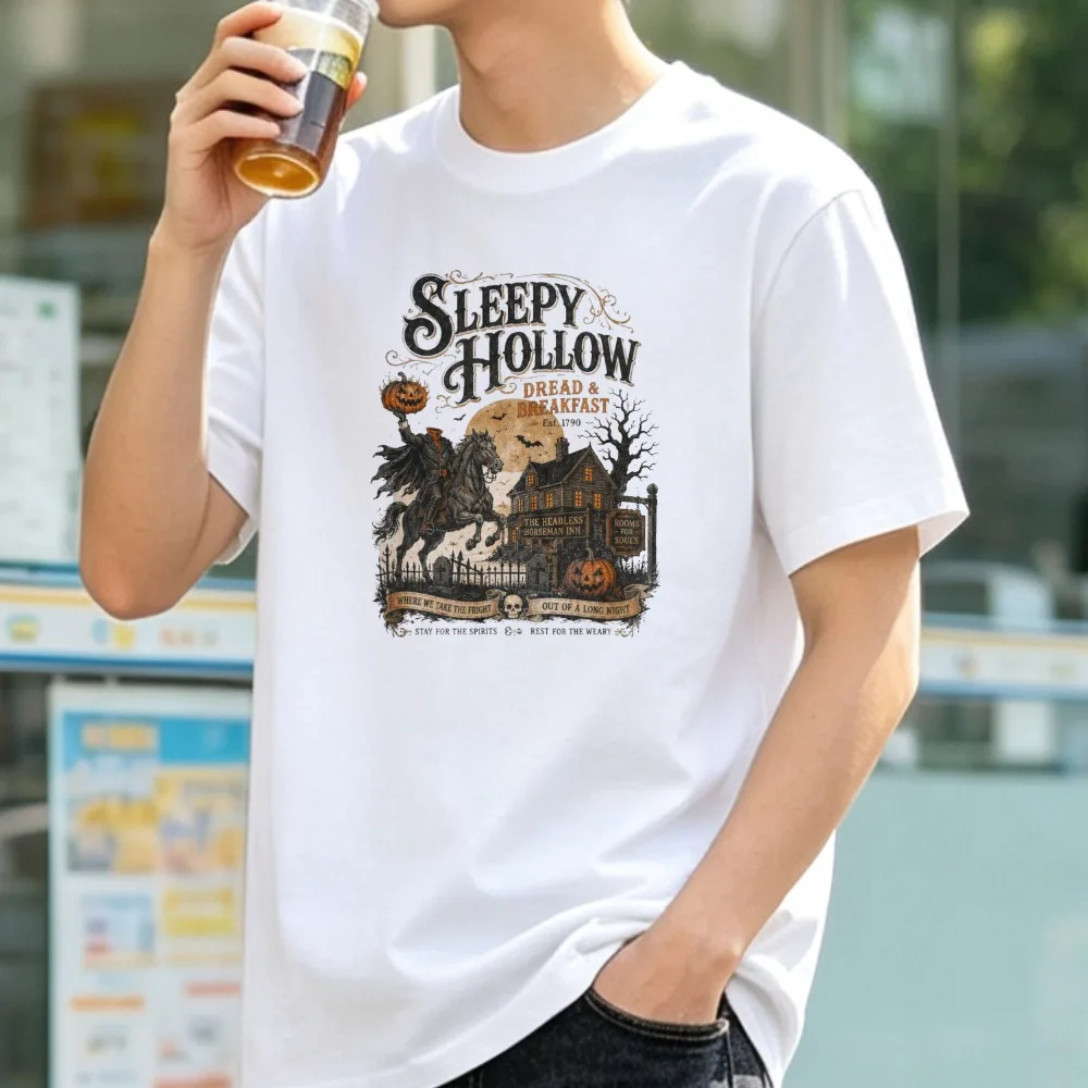 Sleepy Hollow Dread And Breakfast T Shirt Headless Horseman Vintage Halloween Pumpkin Bat Graphic Spooky Season Unisex Tee Gift