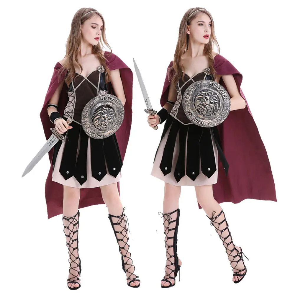 

Medieval Warriors Gladiator Princess Xena Costume Women Roman Princess Spartan Gladiator Soldier Cosplay Halloween Fancy Dress