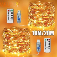 5M/10M/20M USB LED String Lights Copper Silver Wire Garland Light Waterproof Fairy Lights For Christmas Wedding Party Decorative