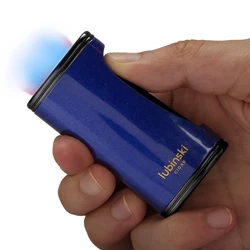 LUBINSKI Fan Flame Luxury Cigar Lighter Metal Portable Butane Gas Torch Lightes With Gift Box packaging