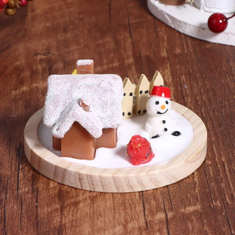 

Cute Mini Christmas Snow House Ornament with Xmas Tree And Snowman for Dollhouse Decoration Micro Landscape Xmas Gift