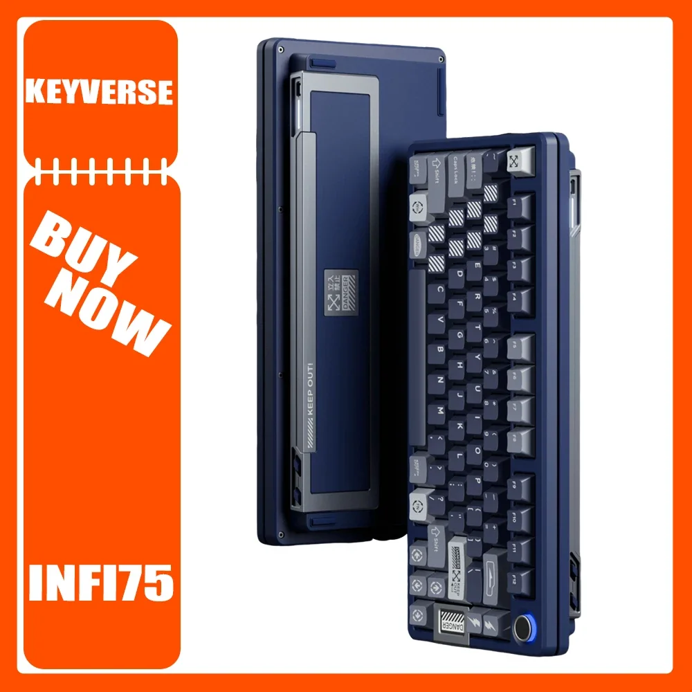 KEYVERSE INFI75 Mechanical Keyboard Three Mode RGB Backlight Hot Swap Customization Gaming Keyboard KEEP OUT Limited Edition