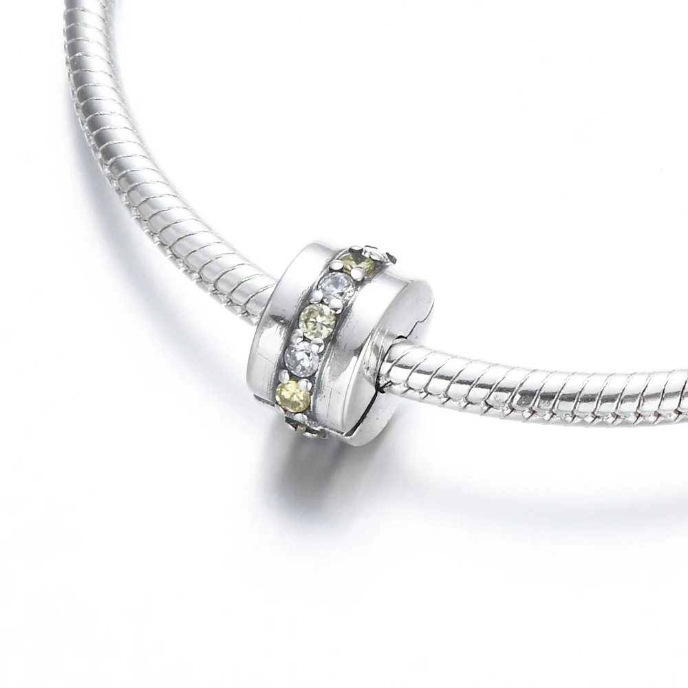 New 925 Sterling Silvering Gold Rose Gold Charm of ley 925 Chain Clamp Fit Original Pandora Bracelet DIY Ladies Jewelry