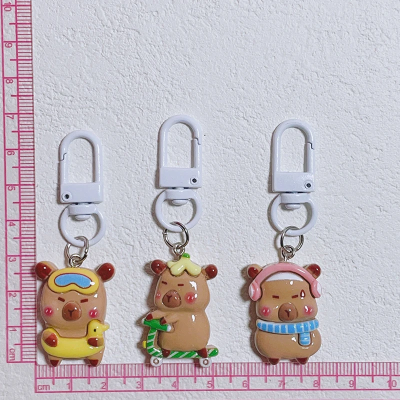 Porte-clés de voiture mignon WaterNeutrKapibala, Cartoon, Capybara Sauna, étui de téléphone, pendentif, breloques de sac à dos, accessoires de décoration