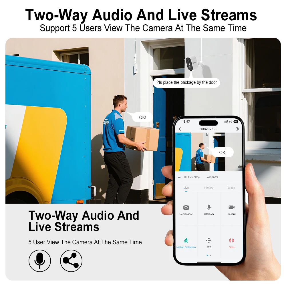 كاميرا بطارية ANRAN 2/3/4 قطعة 2K 2.4G WiFi كاميرا مراقبة لحماية المنزل كشف PIR، تخزين سحابي أساسي مجاني، 5200 مللي أمبير في الساعة