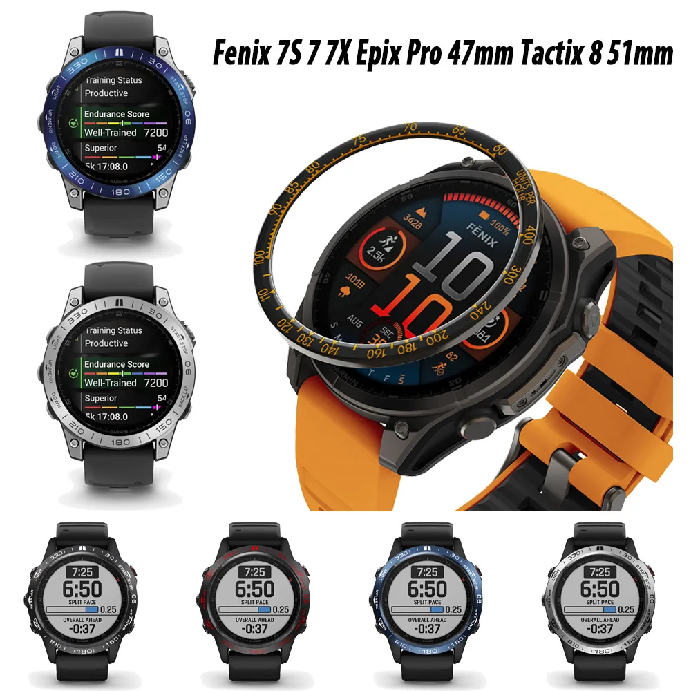 Чехол-бампер из нержавеющей стали для Garmin Fenix 8/Tactix 8 51 мм 7 7X 7S Epix Pro 47 мм, вставка, металлическое защитное кольцо безеля