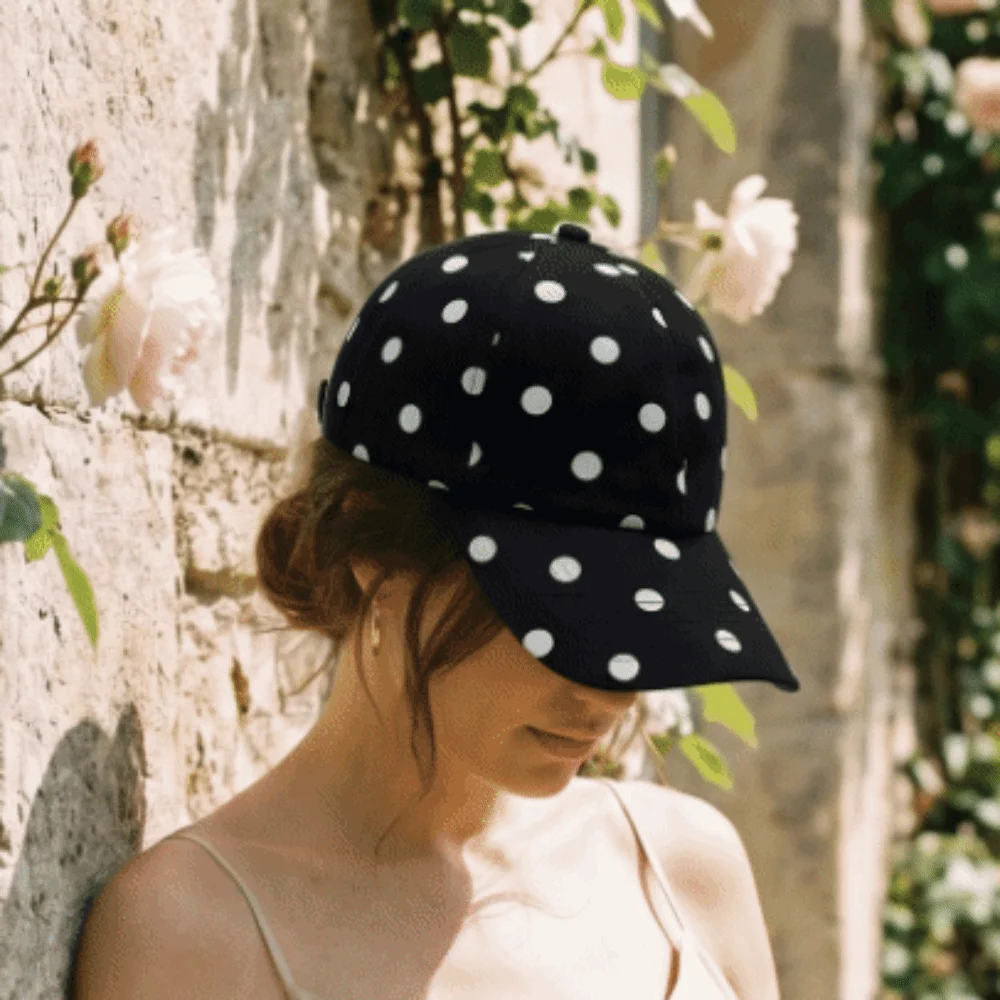 

Japanese Soft Brim Polka Dot Baseball Cap Polyester Breathable Peaked Hat Lightweight Versatile Sun Hat Spring Summer Autumn