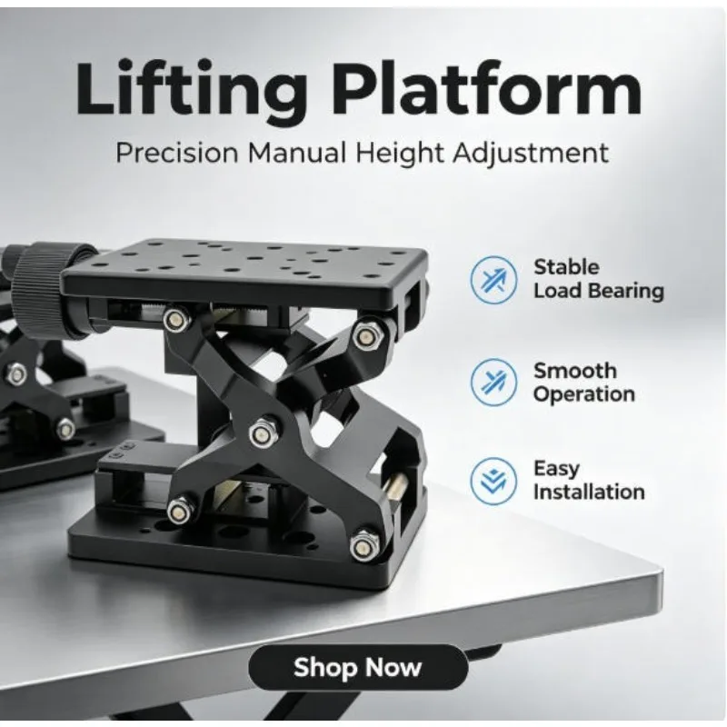 120x80mm Manual Z-Axis Linear Elevator Lab Jack Precision Lifting Platform 60mm Stroke 20kg Load for Optical/Optomechanical