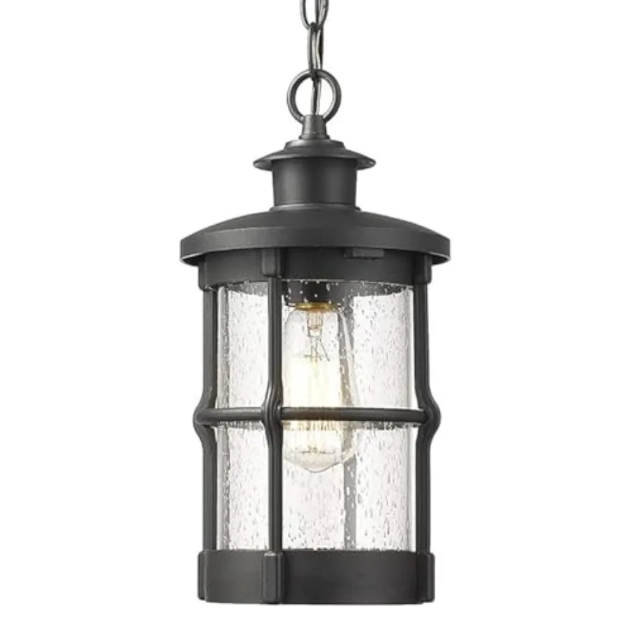 Outdoor Pendant Light Exterior Pendant Lantern Outdoor Hanging Lights with Seeded Glass Hanging Porch Light Fixture for Patio E