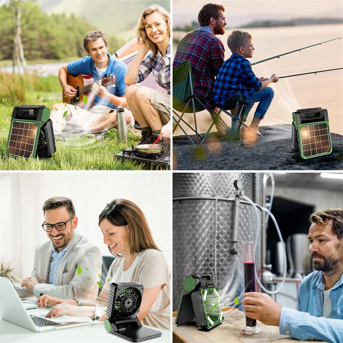 Вентилятор для кемпинга на солнечной энергии со светодиодным фонарем, 4 скорости, 90 шт. °   Складной портативный настольный вентилятор для уличной туристической палатки, персональный вентилятор-A